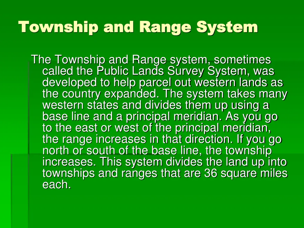 township and range system township and range