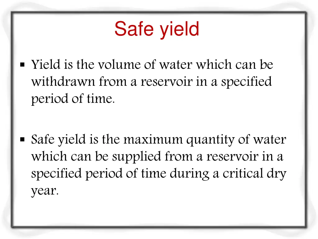 safe yield