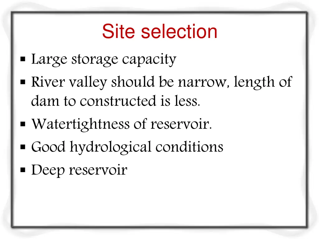 site selection