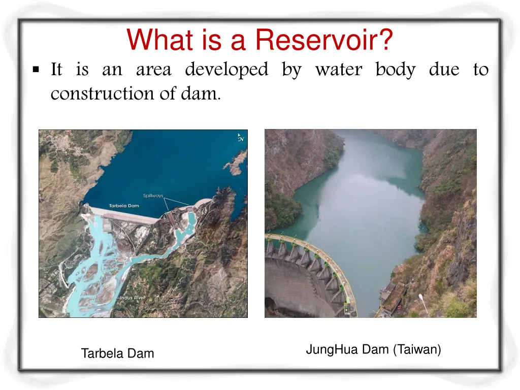 what is a reservoir it is an area developed