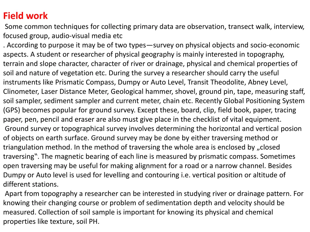 field work some common techniques for collecting