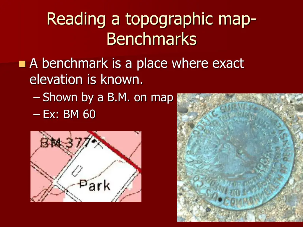 reading a topographic map benchmarks