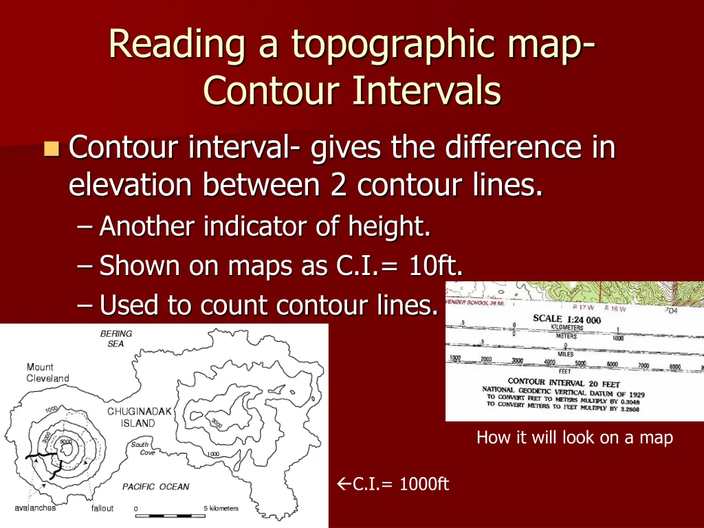 reading a topographic map contour intervals