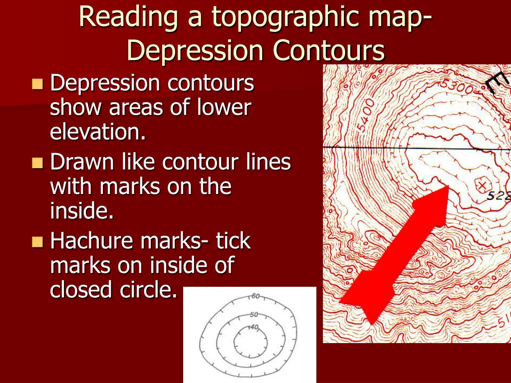 reading a topographic map depression contours