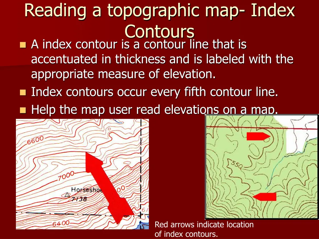 reading a topographic map index contours a index