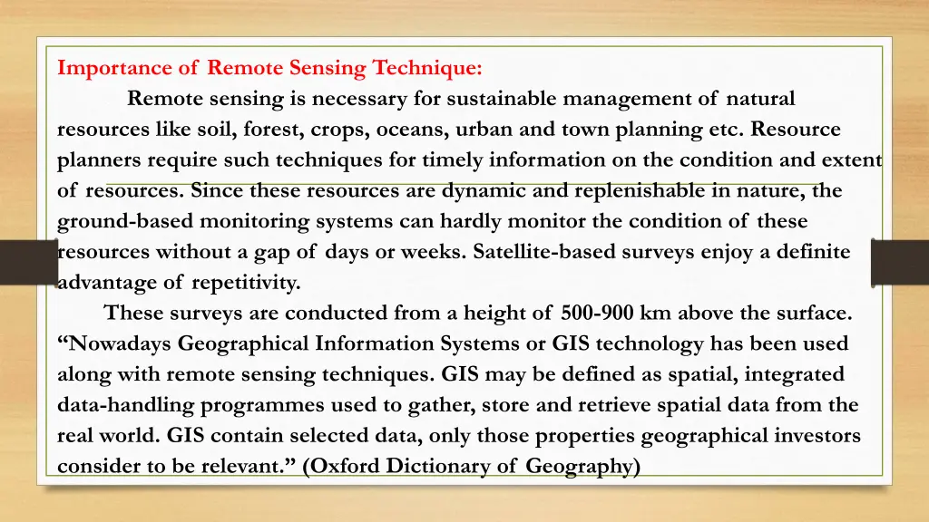 importance of remote sensing technique remote