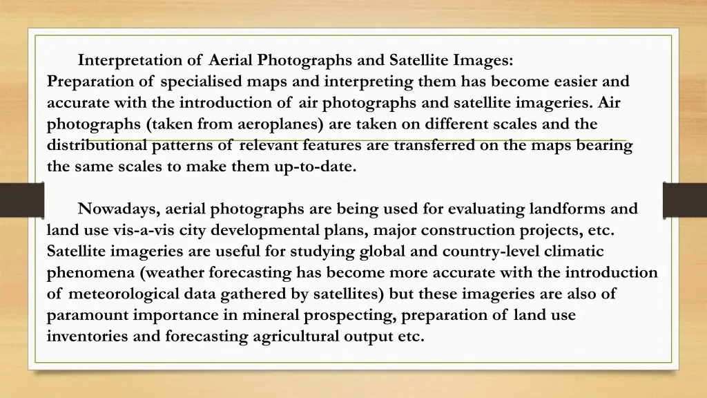 interpretation of aerial photographs