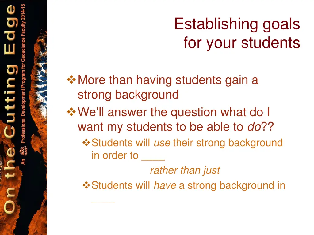establishing goals for your students