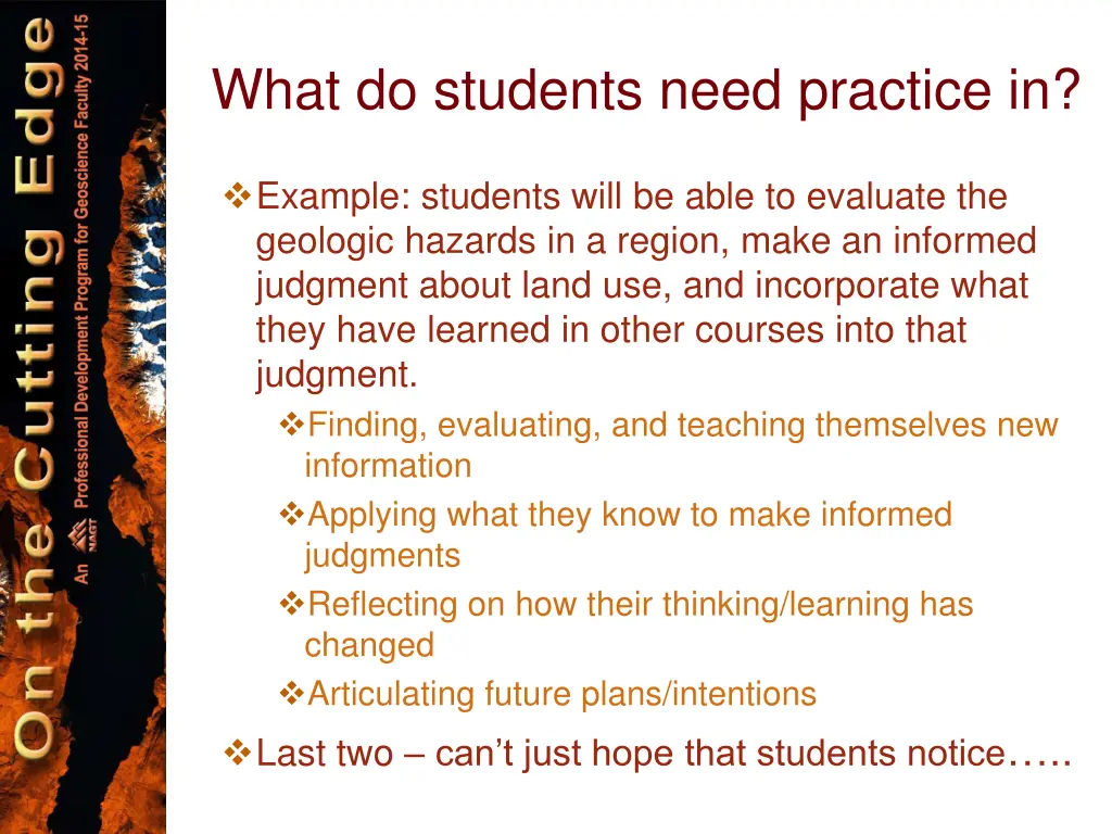 what do students need practice in