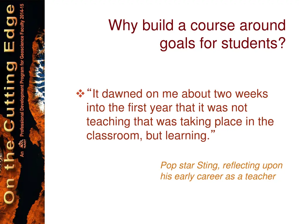 why build a course around goals for students 1
