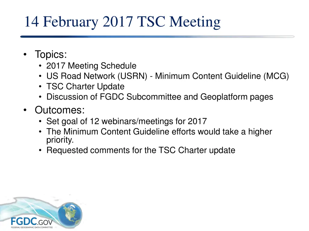 14 february 2017 tsc meeting