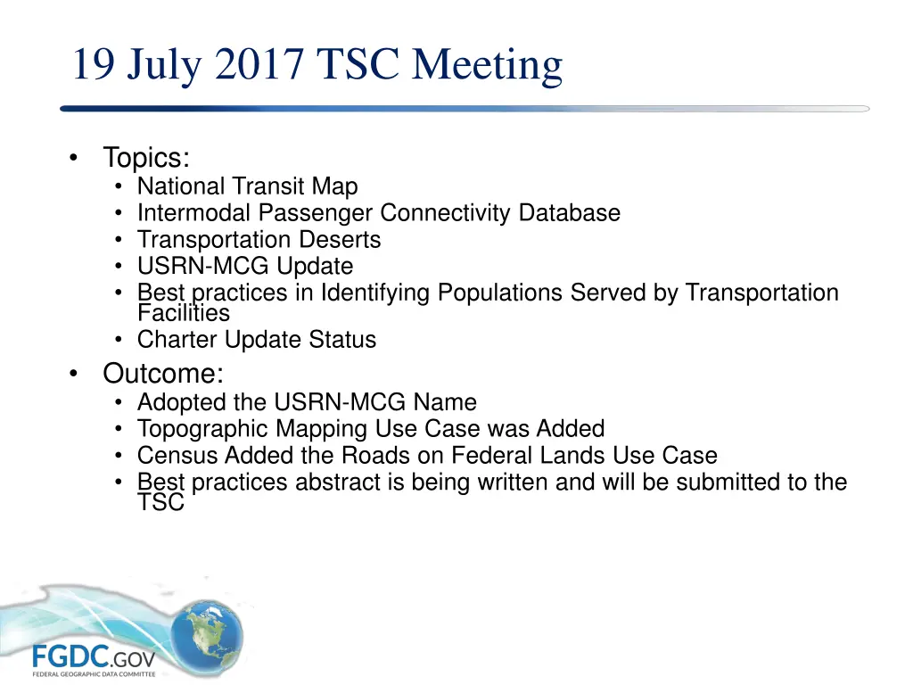 19 july 2017 tsc meeting