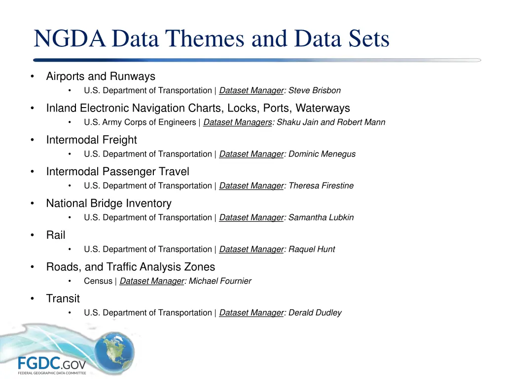 ngda data themes and data sets