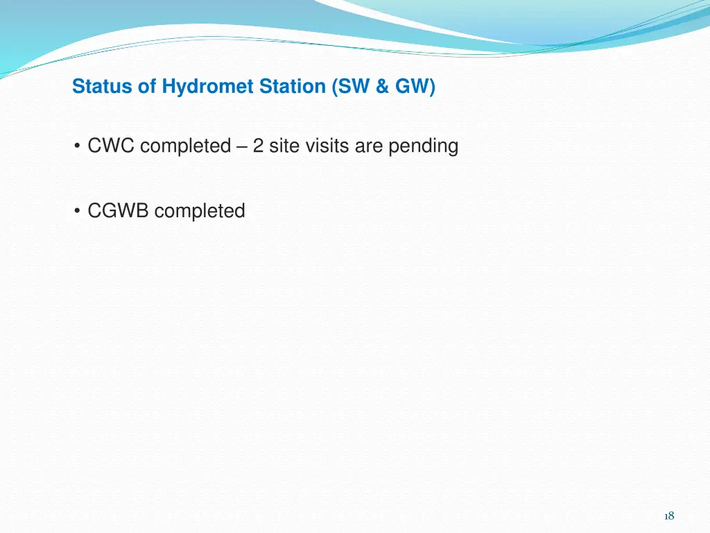 status of hydromet station sw gw