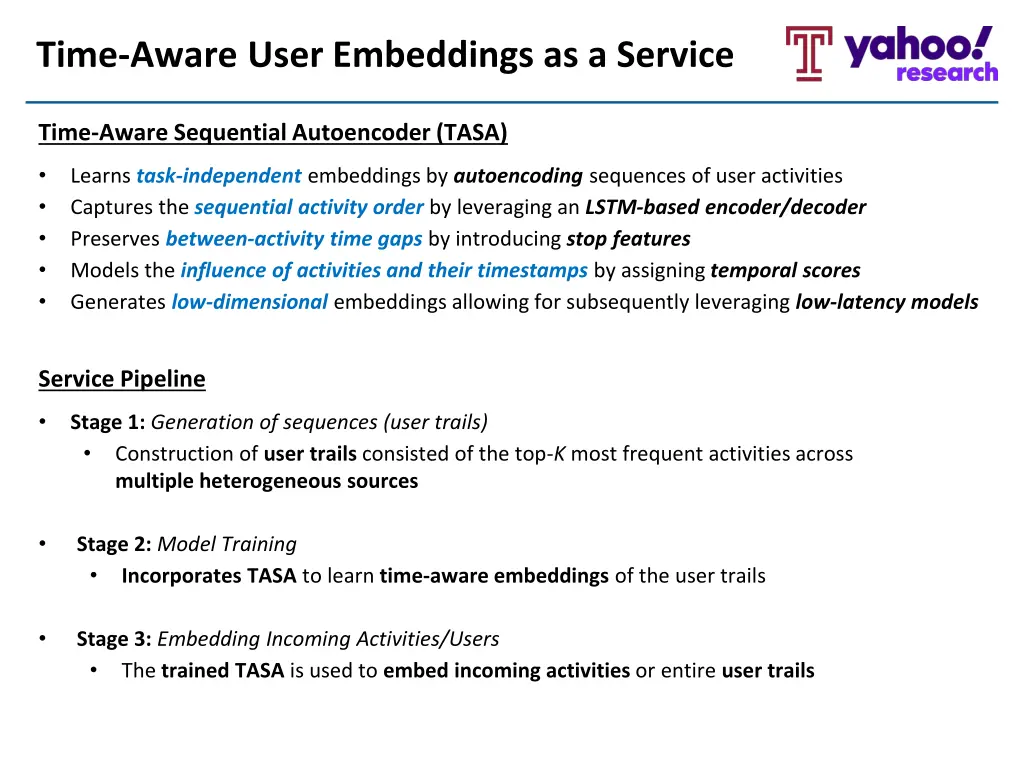 time aware user embeddings as a service 1