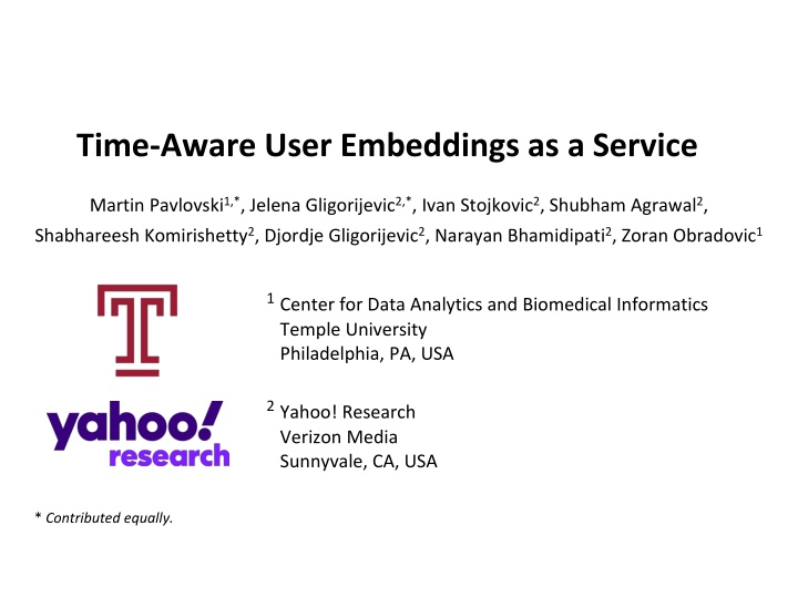 time aware user embeddings as a service