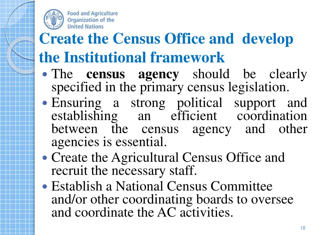 create the census office and develop