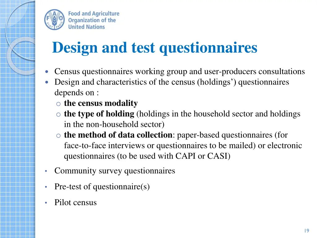 design and test questionnaires