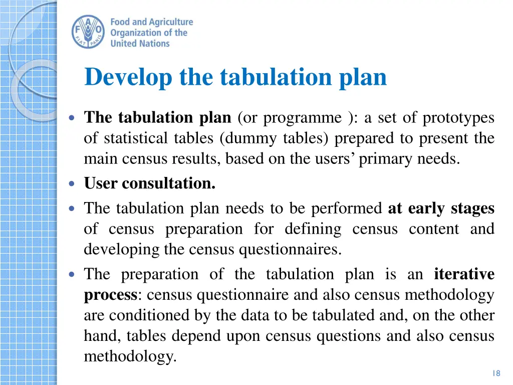 develop the tabulation plan