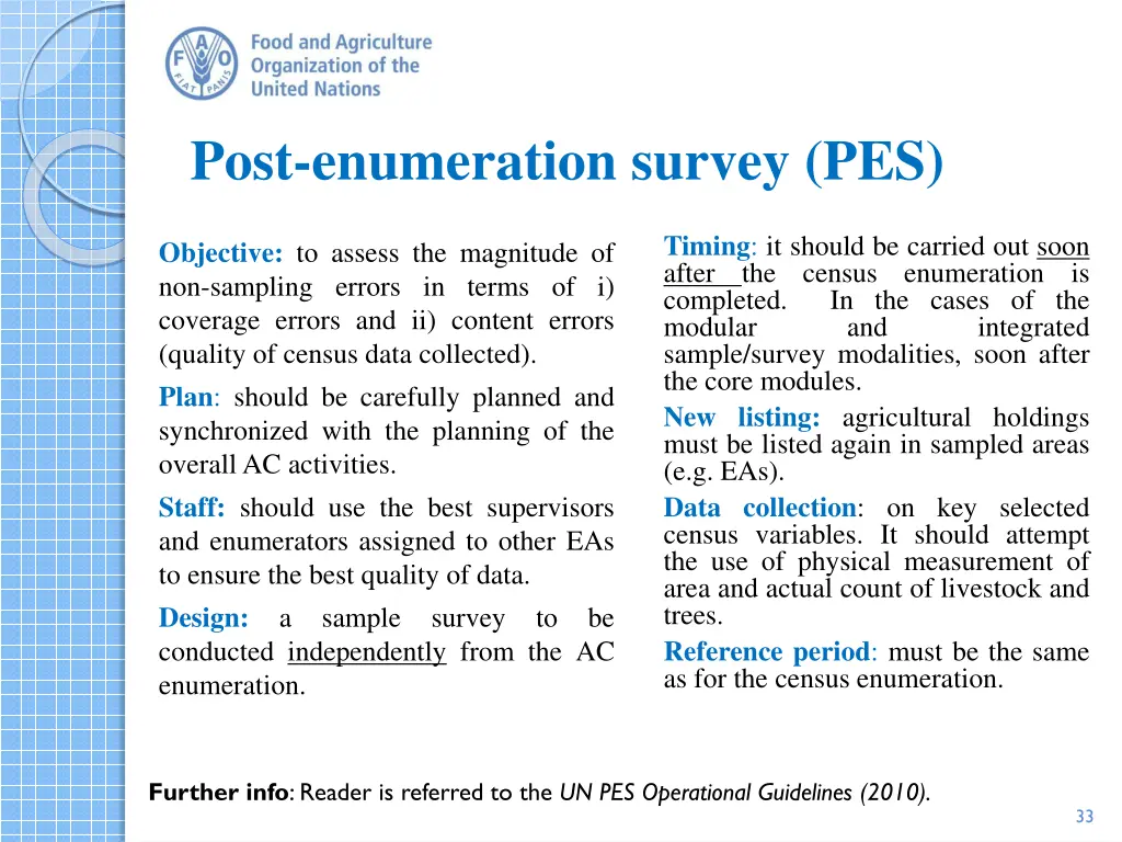 post enumeration survey pes