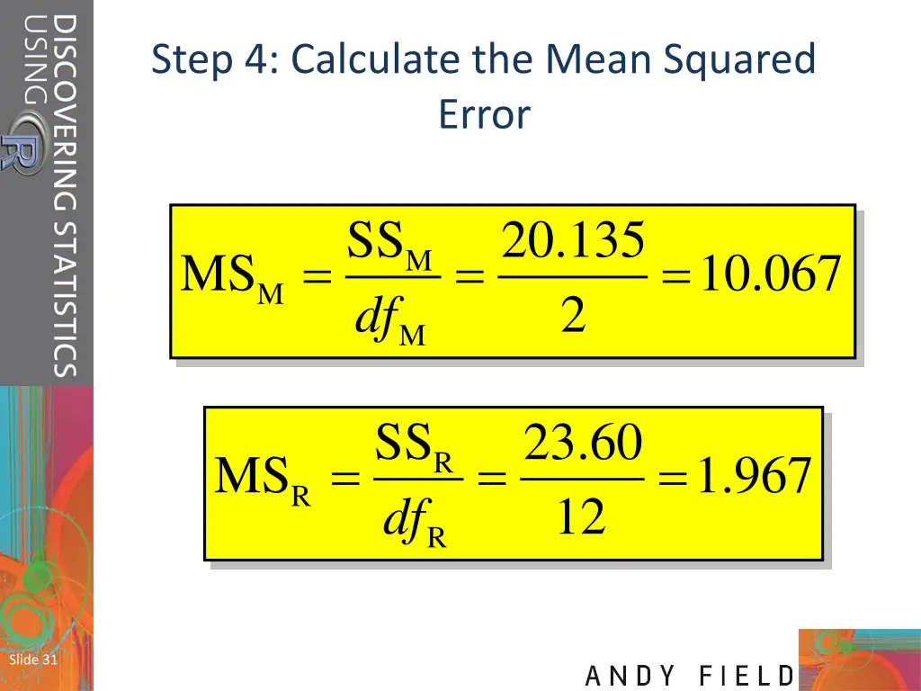 step 4 calculate the mean squared error