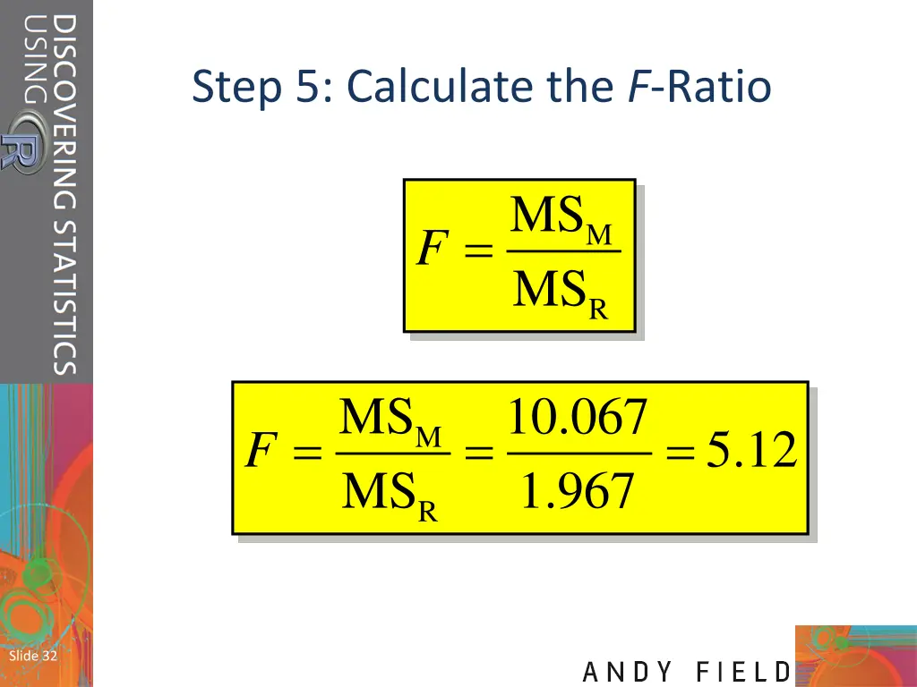 step 5 calculate the f ratio