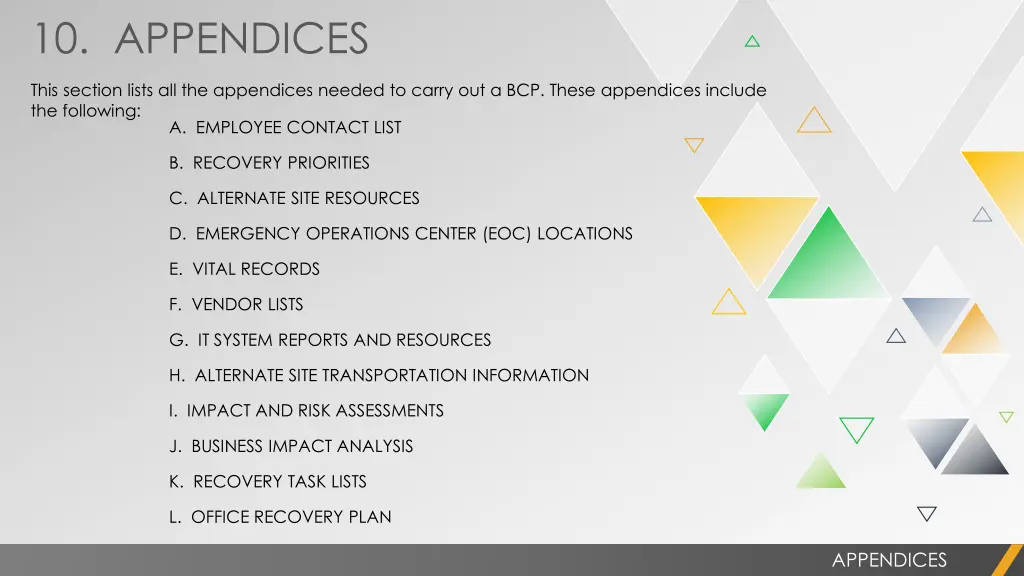 10 appendices