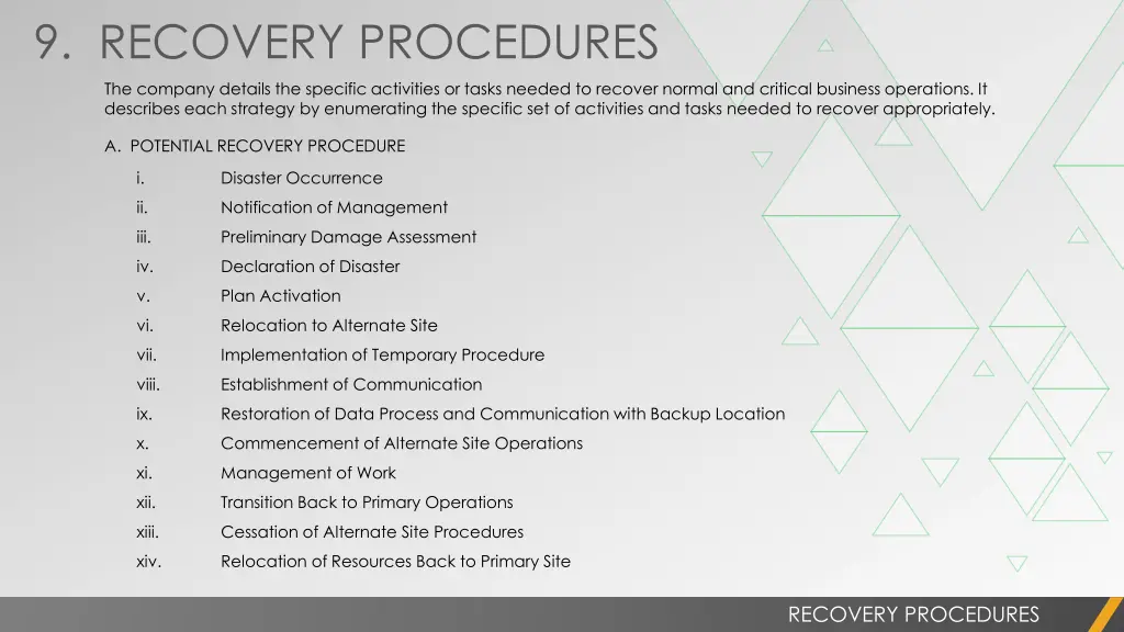 9 recovery procedures