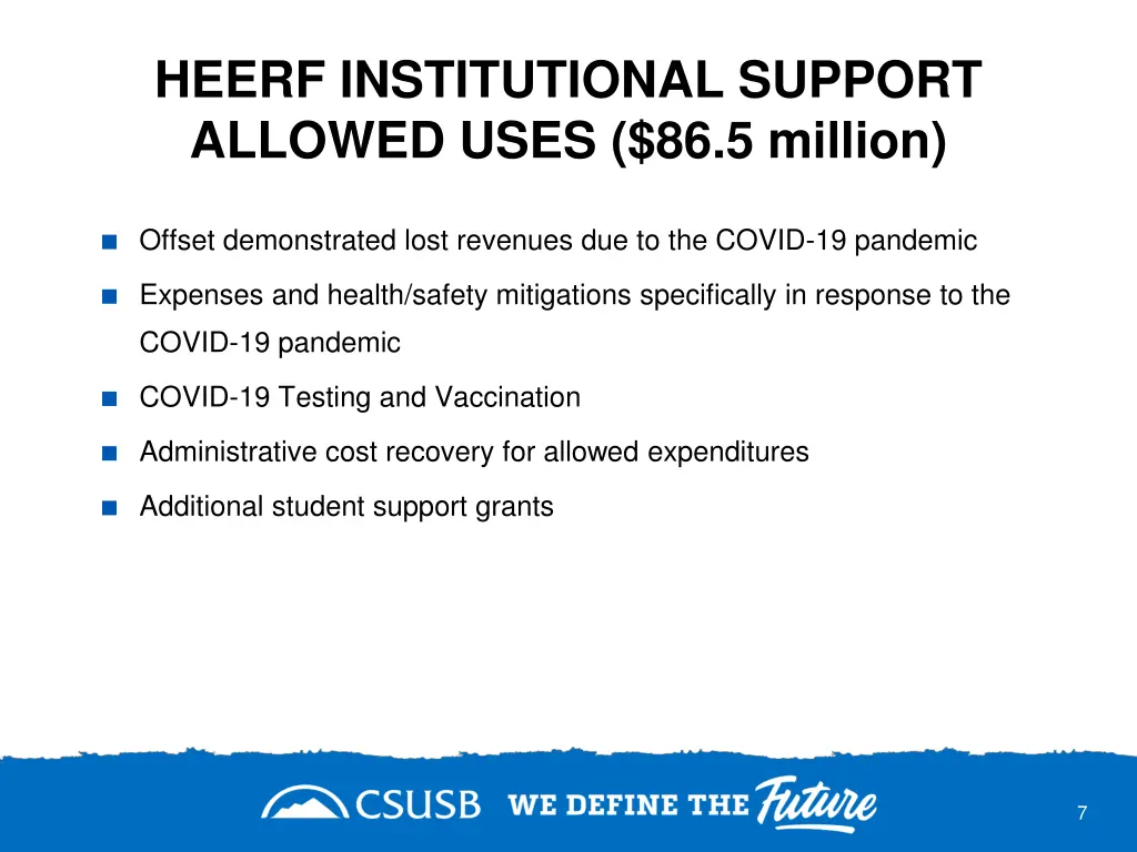 heerf institutional support allowed uses