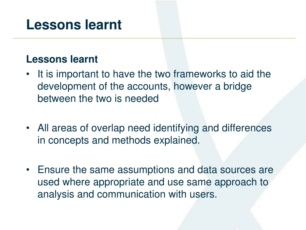lessons learnt