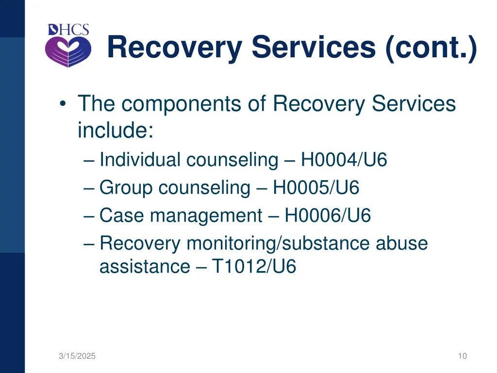recovery services cont