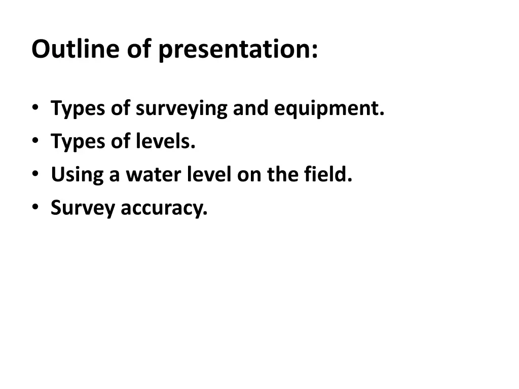 outline of presentation