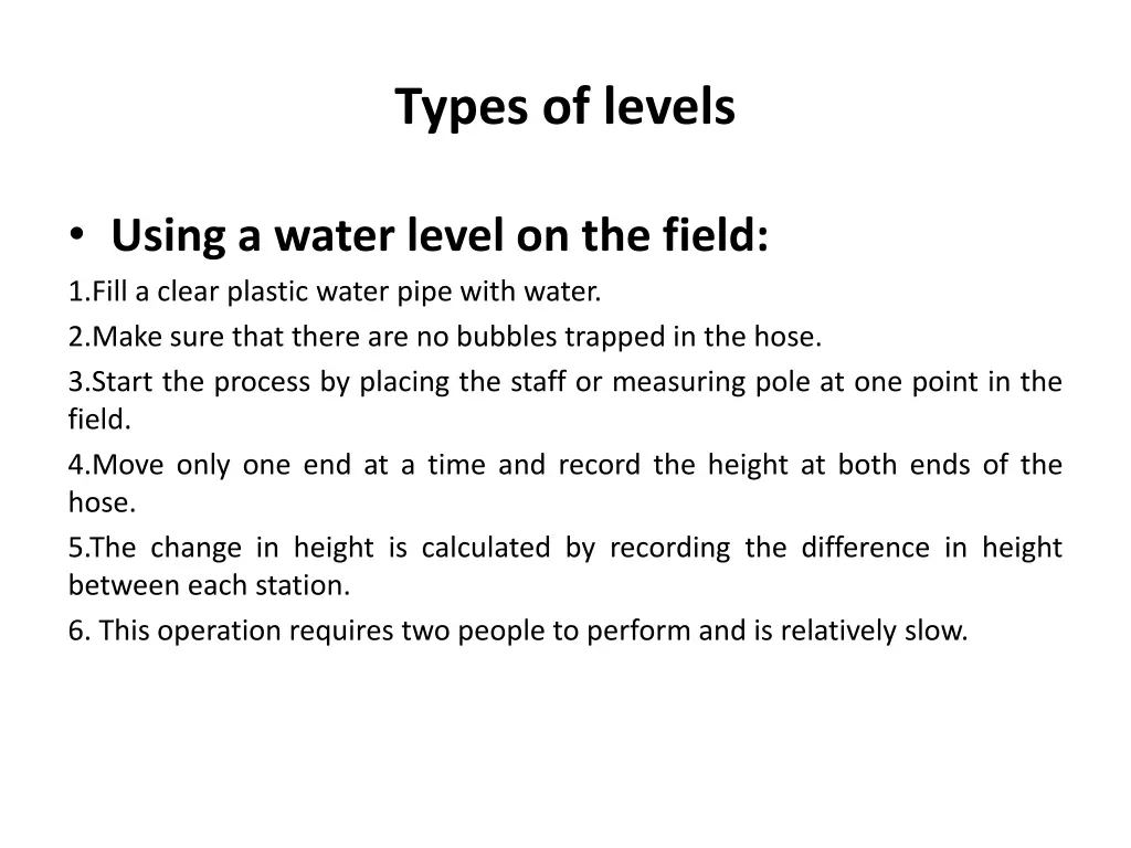types of levels 1