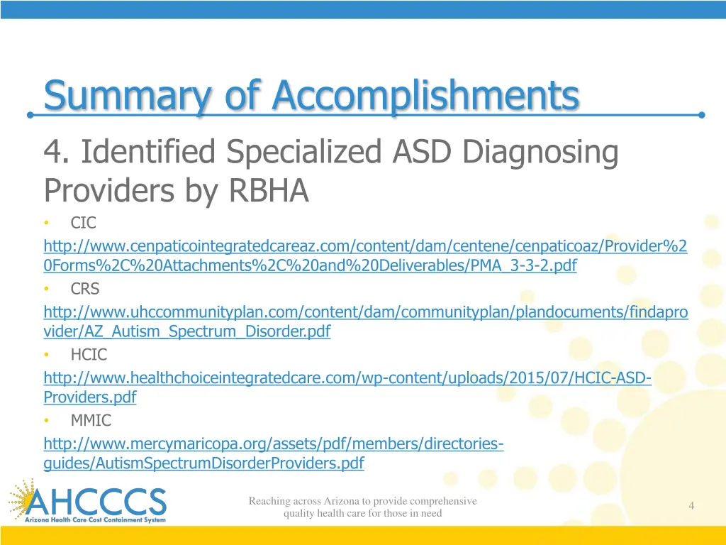summary of accomplishments 4 identified