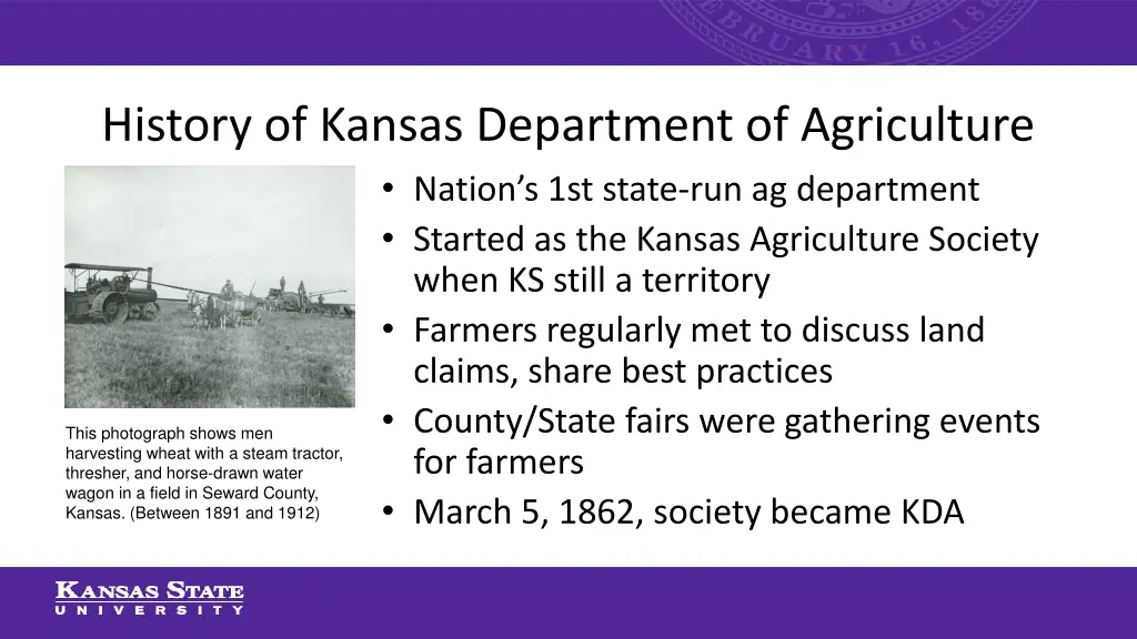 history of kansas department of agriculture