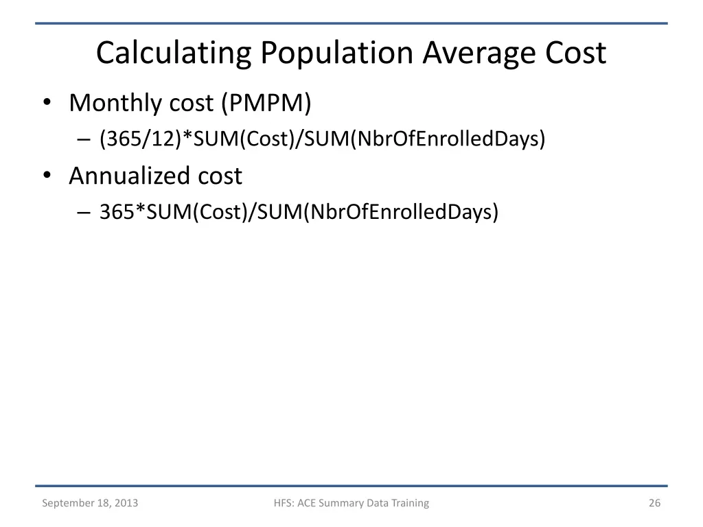 calculating population average cost