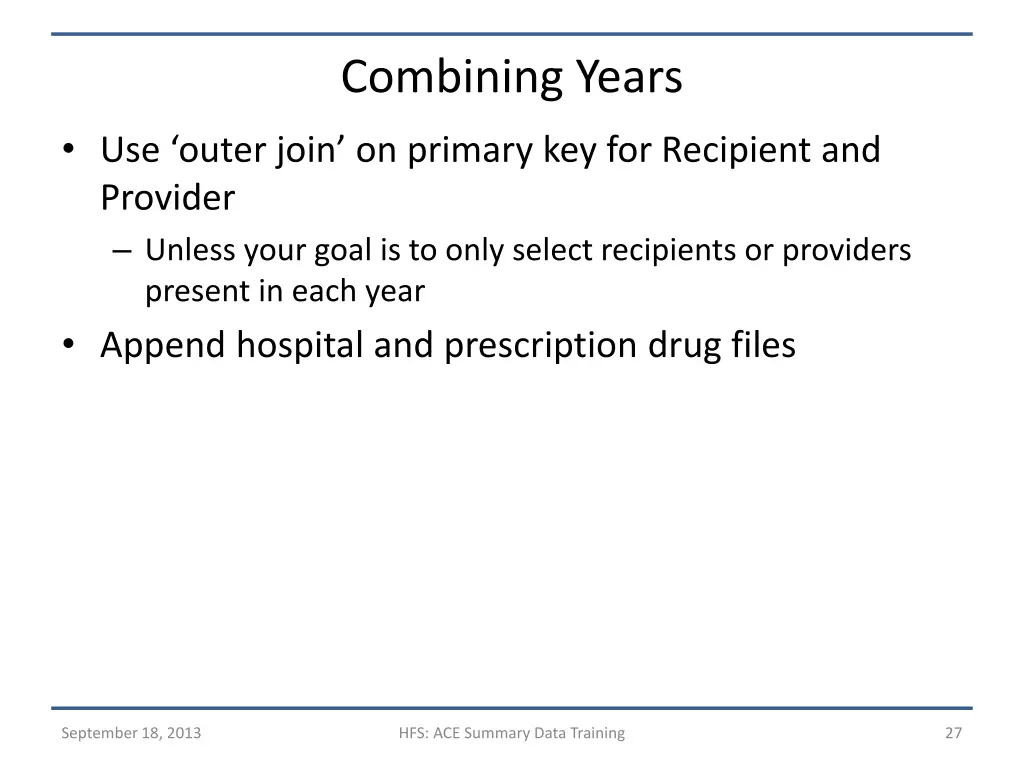 combining years