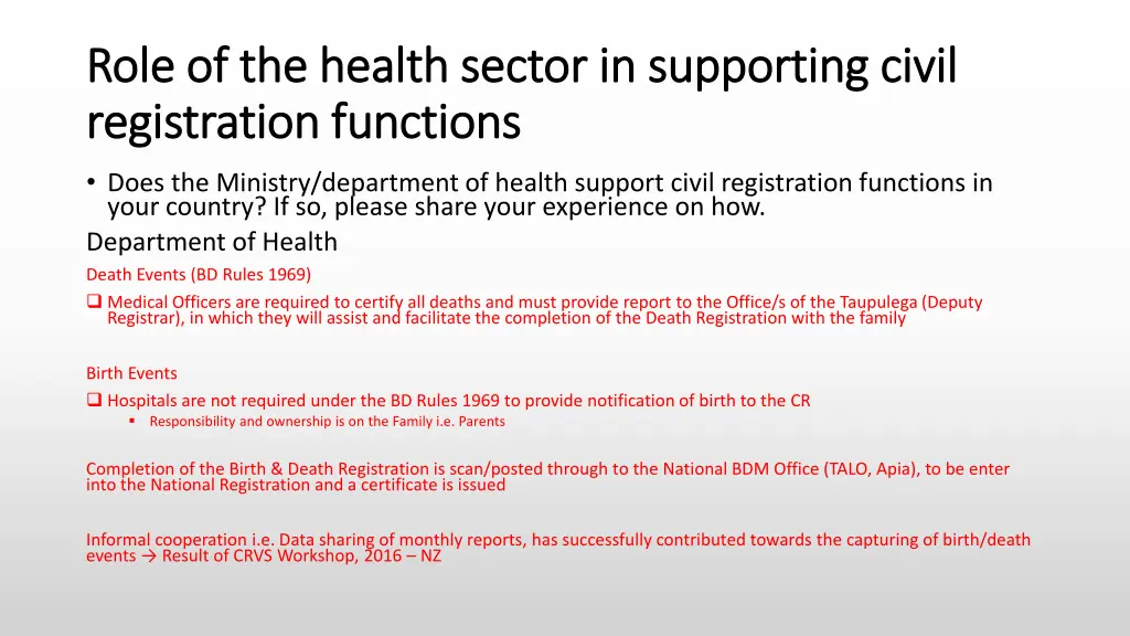 role of the health sector in supporting civil