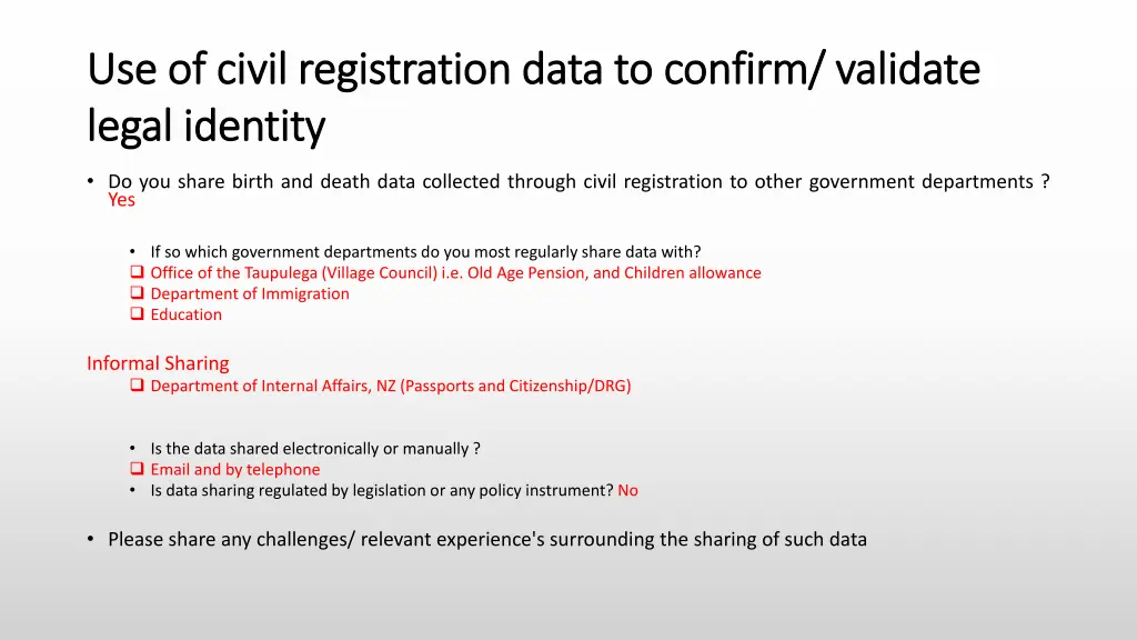 use of civil registration data to confirm