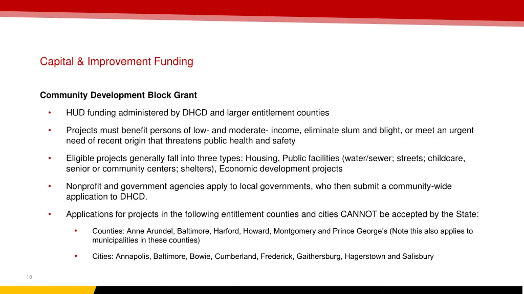 capital improvement funding