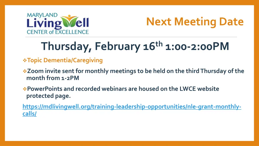 next meeting date