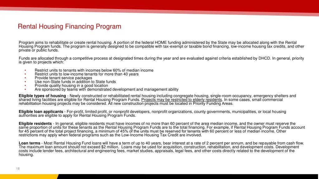 rental housing financing program