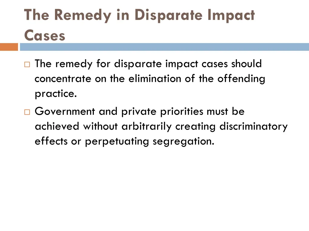 the remedy in disparate impact cases