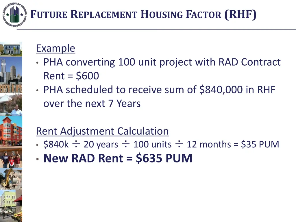 f uture r eplacement h ousing f actor rhf