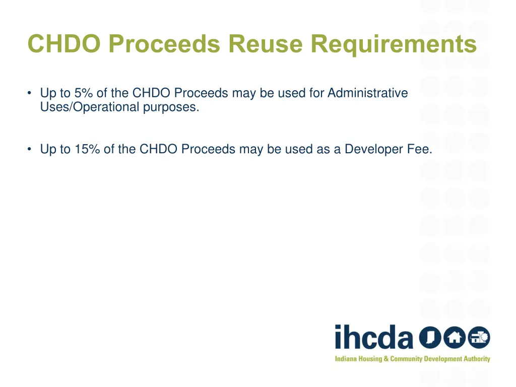 chdo proceeds reuse requirements 1
