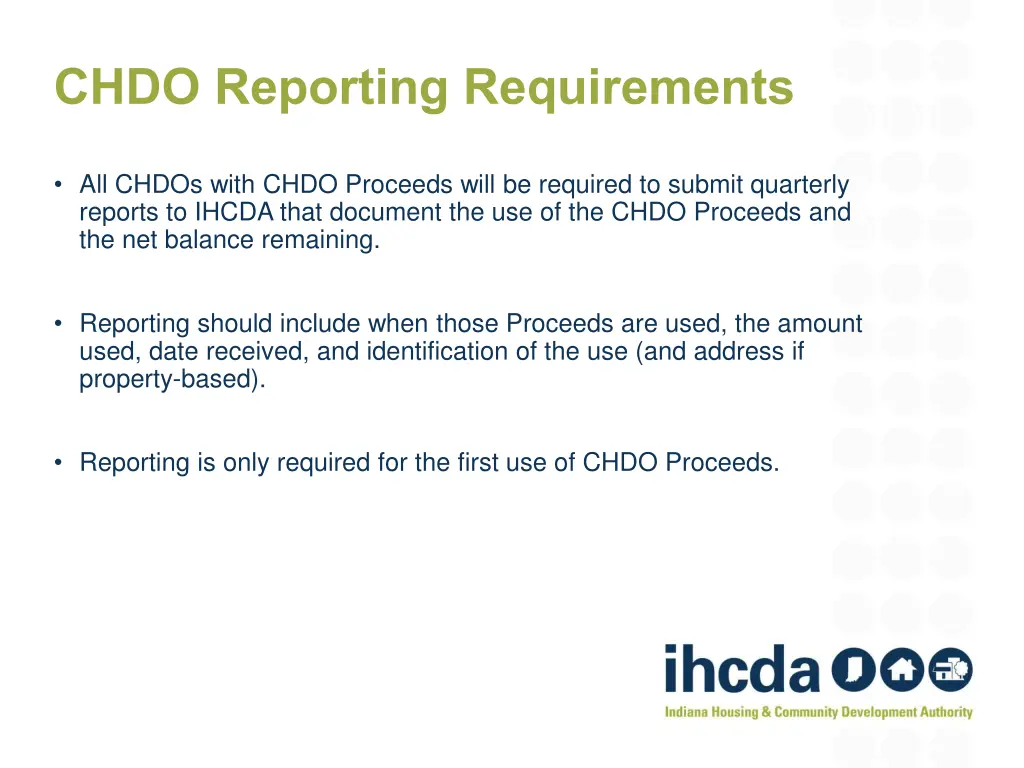 chdo reporting requirements