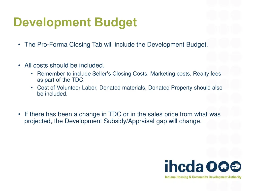 development budget