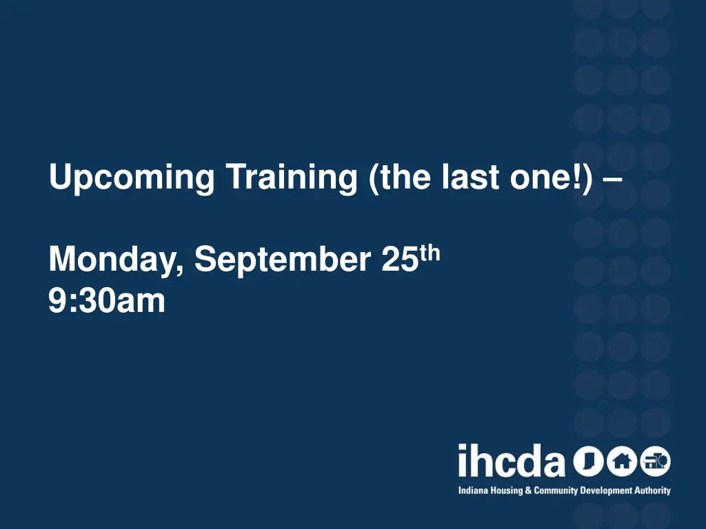 upcoming training the last one