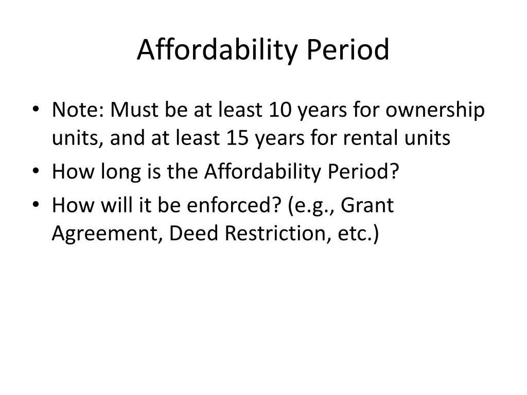 affordability period
