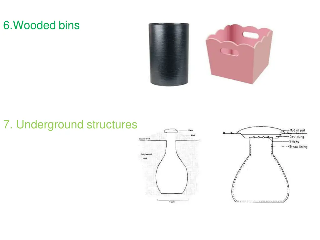 6 wooded bins